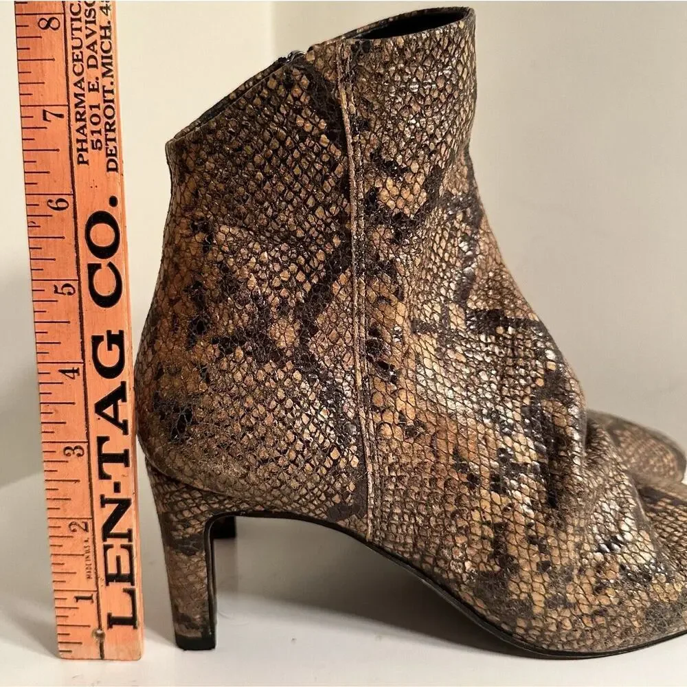 Free People Cybill Snake Print Leather Ankle Boots‎ Size 7.5